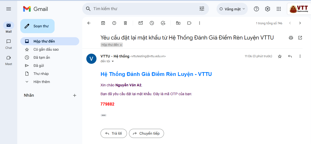 Email nhận OTP