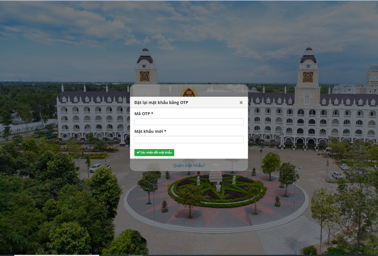 Form xác nhận OTP
